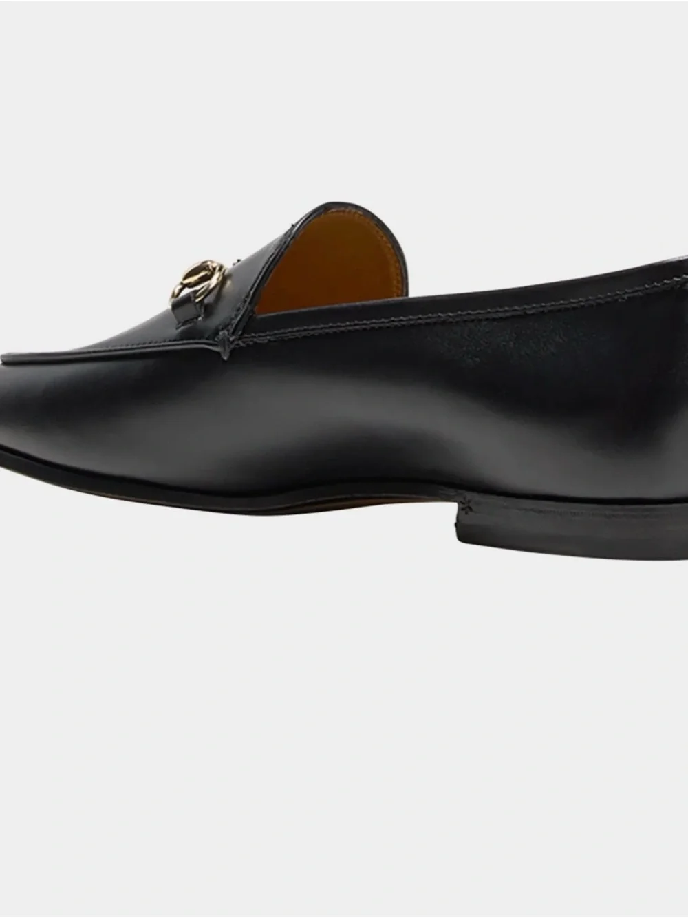 Gucci Betis Glamour Nero 404069 Black Leather Horsebit Loafers Gold Tone Sz 35.5